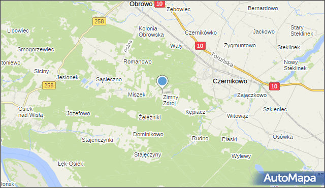 mapa Zimny Zdrój, Zimny Zdrój na mapie Targeo